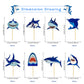 RASSLISA Shark Cupcake Toppers, 40 PCS Shark Theme Party Supplies, Kids Birthday Decorations, 6x6 inches, Blue