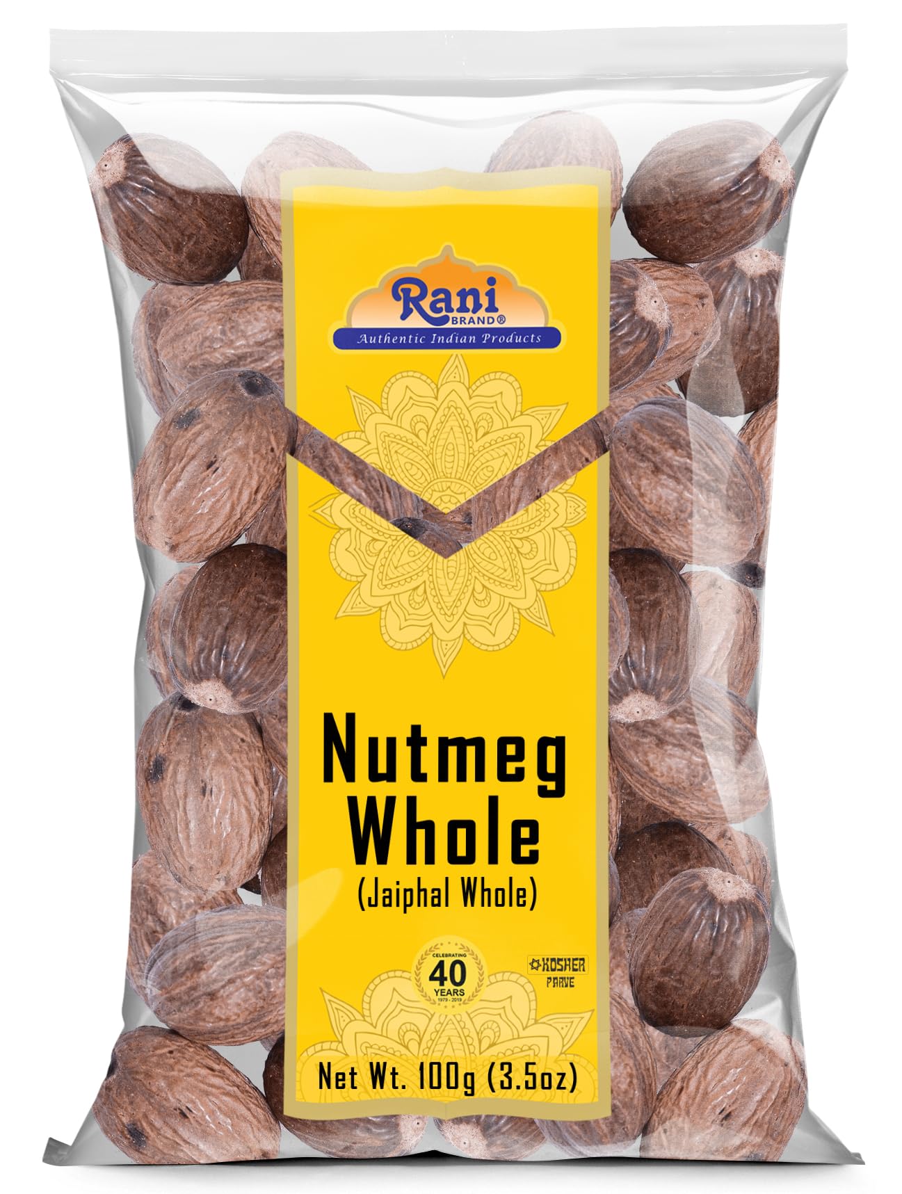 Rani Nutmeg (Jaiphul) Whole Spice, 21-23 Pieces, 3.5Oz (100G) ~ All Natural | Vegan | Gluten Friendly | Non-Gmo | Indian Origin