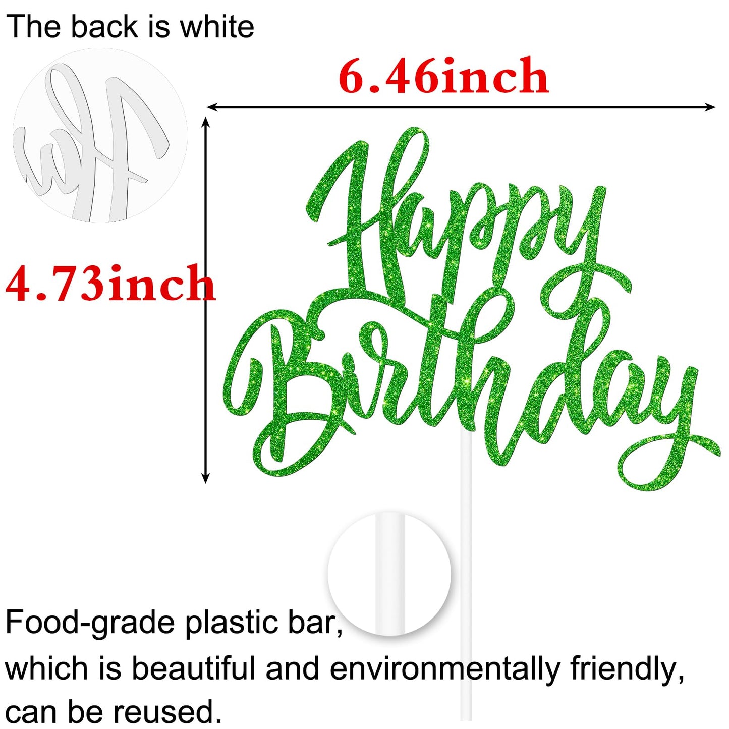 Notbadsys Happy Birthday Cake Topper, Gold Glitter Letters, Flashing Cardboard, Green, Model S1-1-(????)