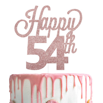 Lingteer Happy 54Th Birthday Cake Topper - Cheers To 54Th Birthday 54 Years Old Birthday Party Cake Decorations Sign.