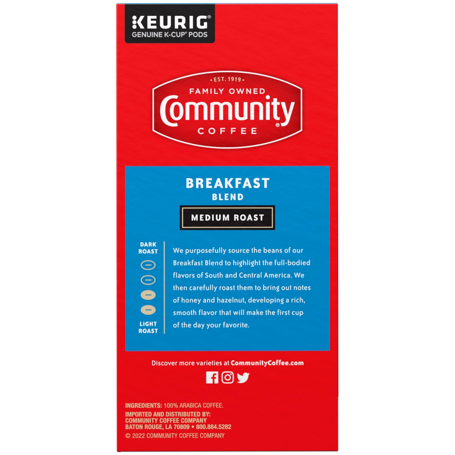 Community Coffee Breakfast Blend, Medium Roast, Single-Serve Keurig K-Cup Pods, 32 Count (Pack of 4)