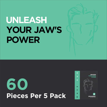 Mass Gum Tough Chewing Gum - Spearmint Flavor - 60 Count - Jawline Exerciser - Hard Gum