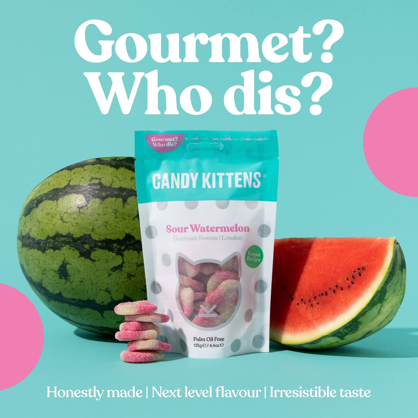 Candy Kittens Sour Watermelon Sweets, 140 Gr