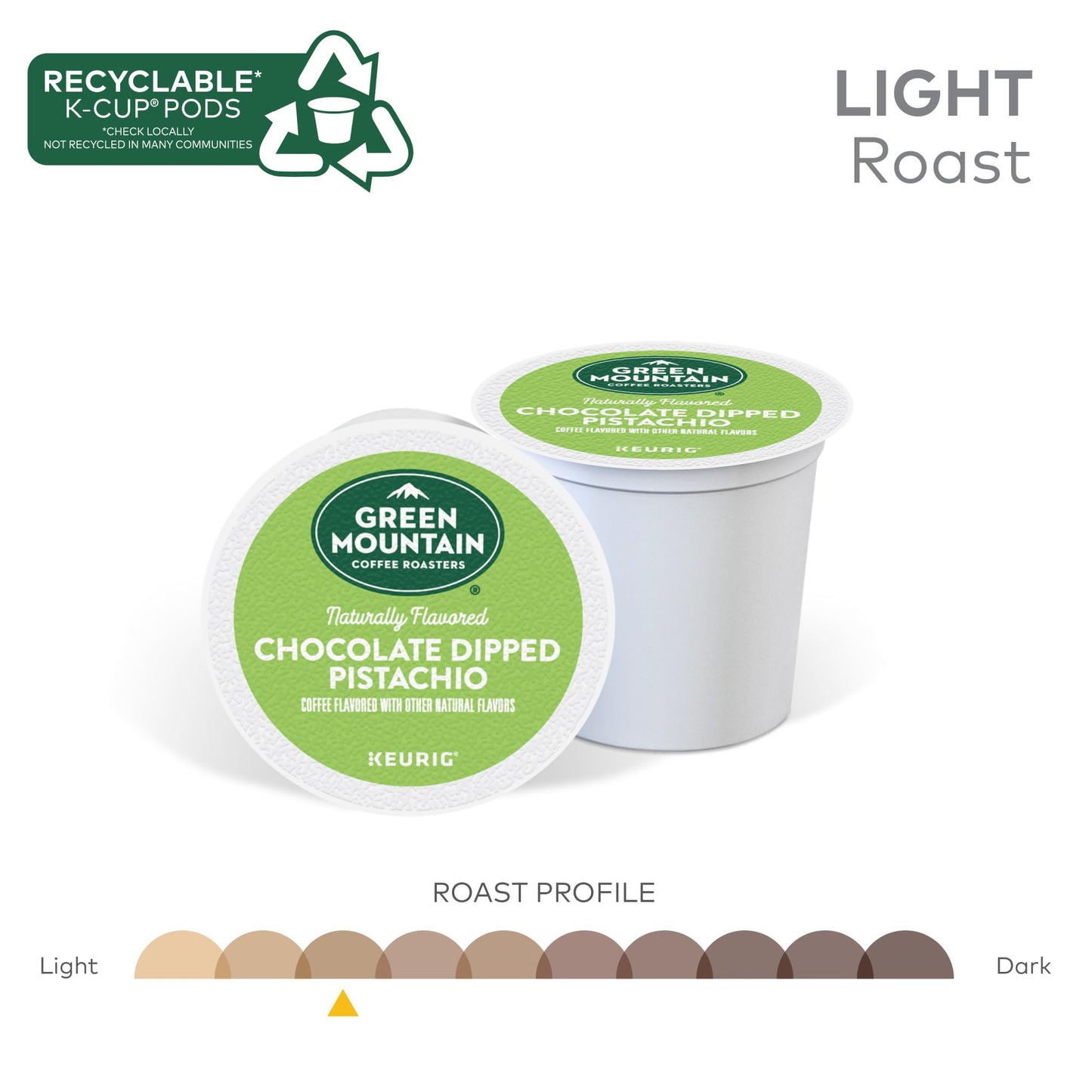 Green Mountain Coffee Roasters Chocolate Dipped Pistachio Flavored Coffee, Single Serve Keurig K-Cup Pod, 96-Count Pods, (4 Pack