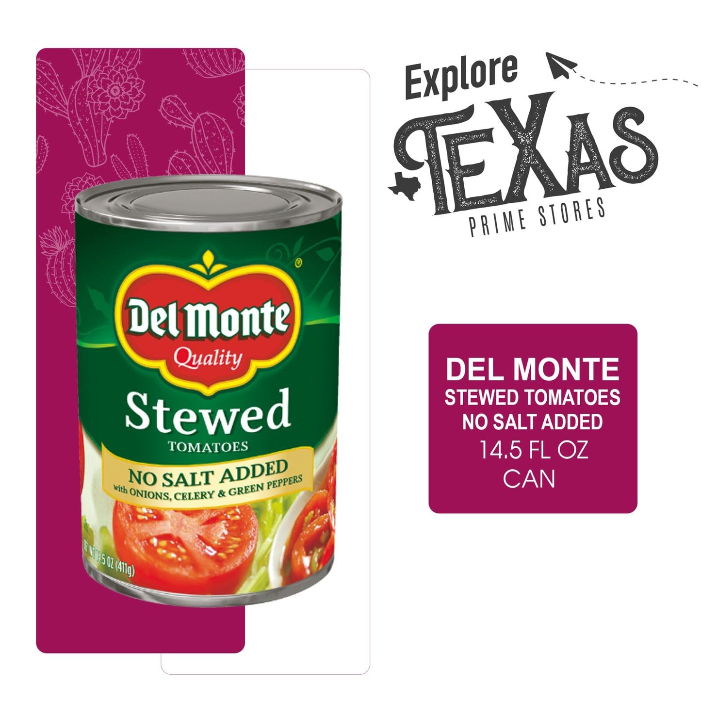 Del Monte - Lavinia Essentials Bundle: Tomatoes 12- Pack Of Stewed No Salt Added With Onions, Celery & Green Peppers Canned Vege