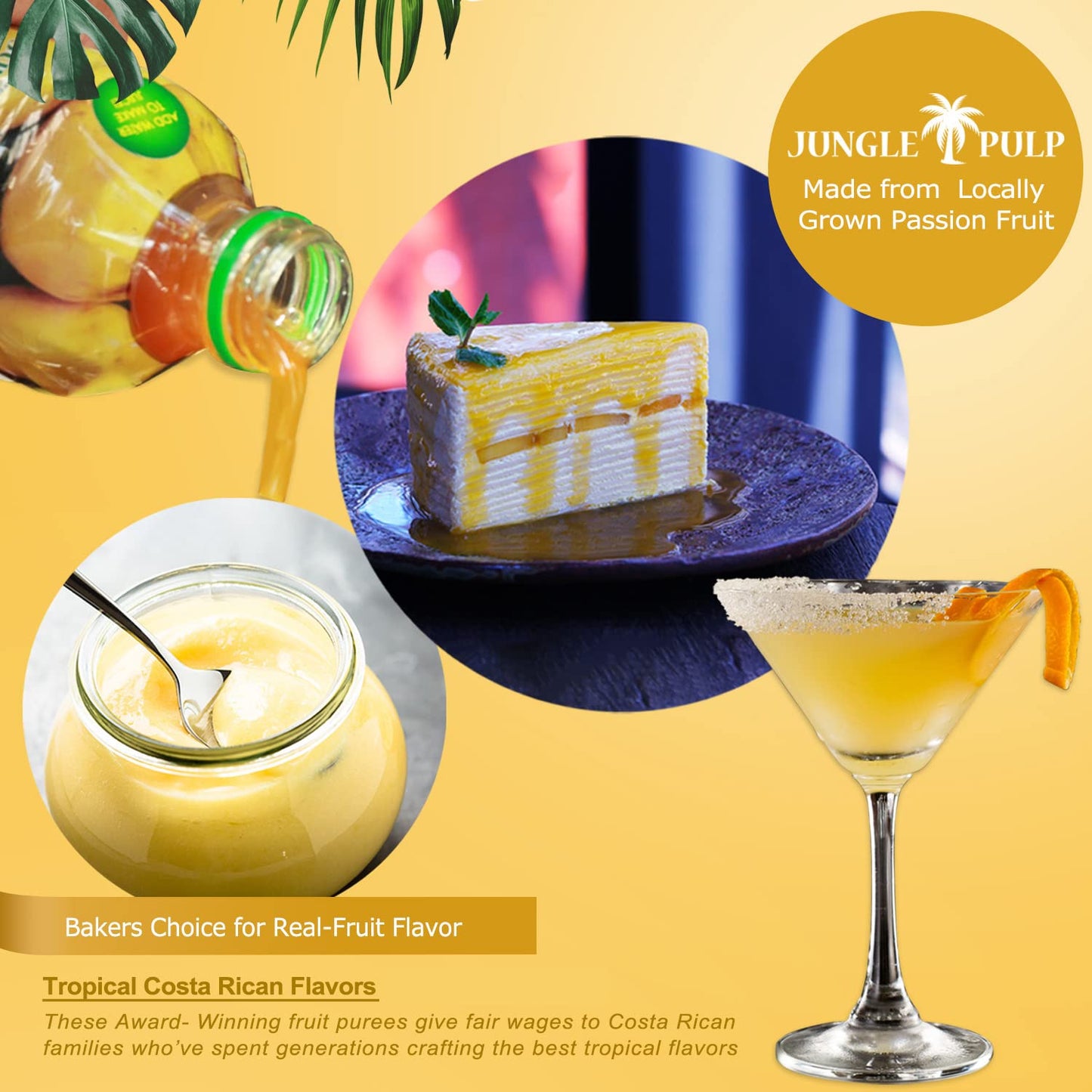 Jungle Pulp Passion Fruit Puree Mix for Drinks and Desserts, 33.81 Fl Oz