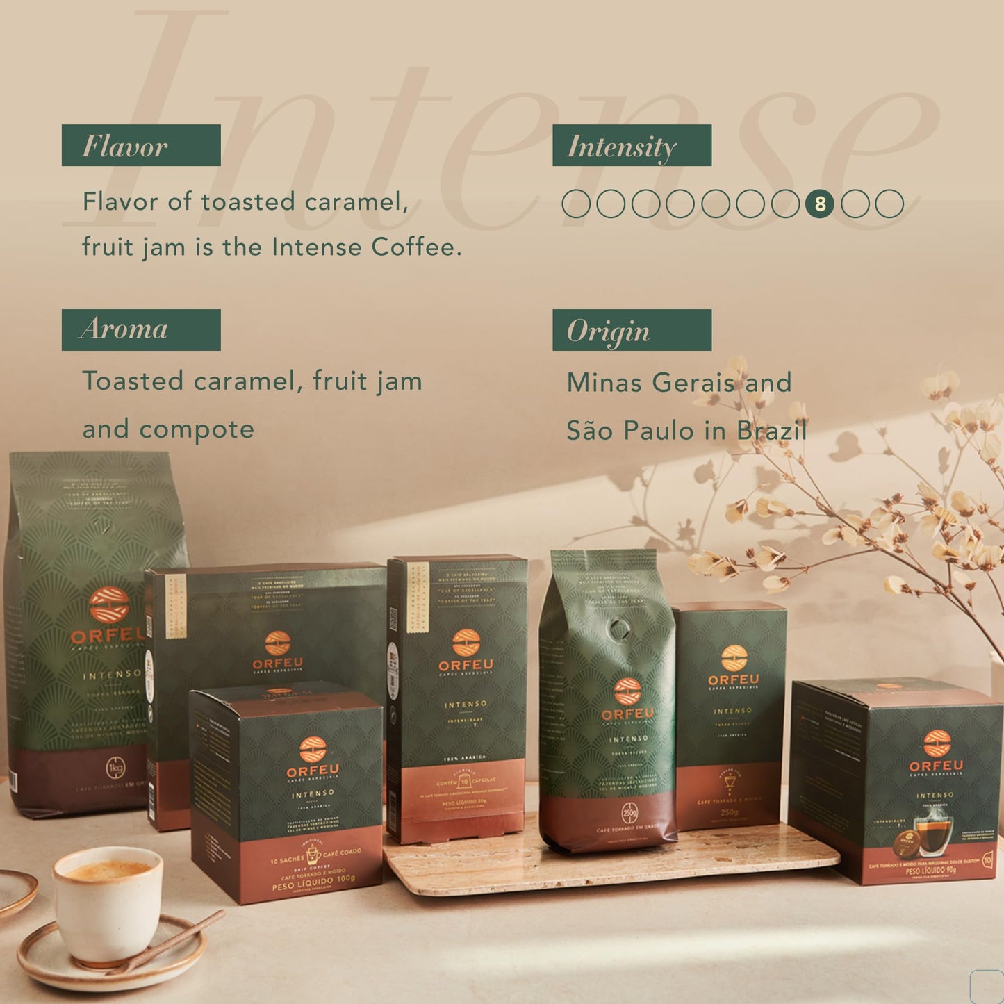 Orfeu - Special Coffee Intense - Drip Sachet - 100% Arabica Coffee, Dark Roast, Aroma Of Toasted Caramel & Fruit Jam, Low Acidit
