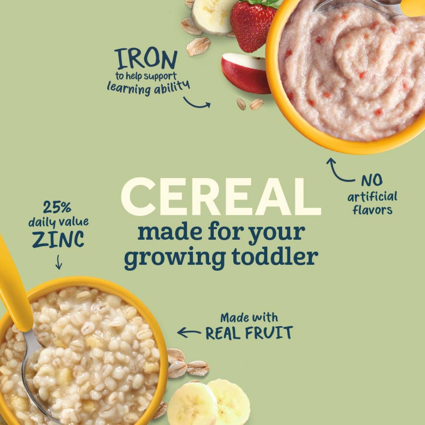 Gerber Mealtime For Toddler Meal Bowl Variety Pack, 2 Oatmeal & Barley With Bananas & Cream, 2 Oatmeal & Barley With Apple Cinna