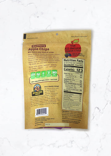Sisters Fruit Company, Blackberry Apple Chips, All-Natural, No Preservatives, Fat-Free (Contains SIX 2.25 OZ. Bags)