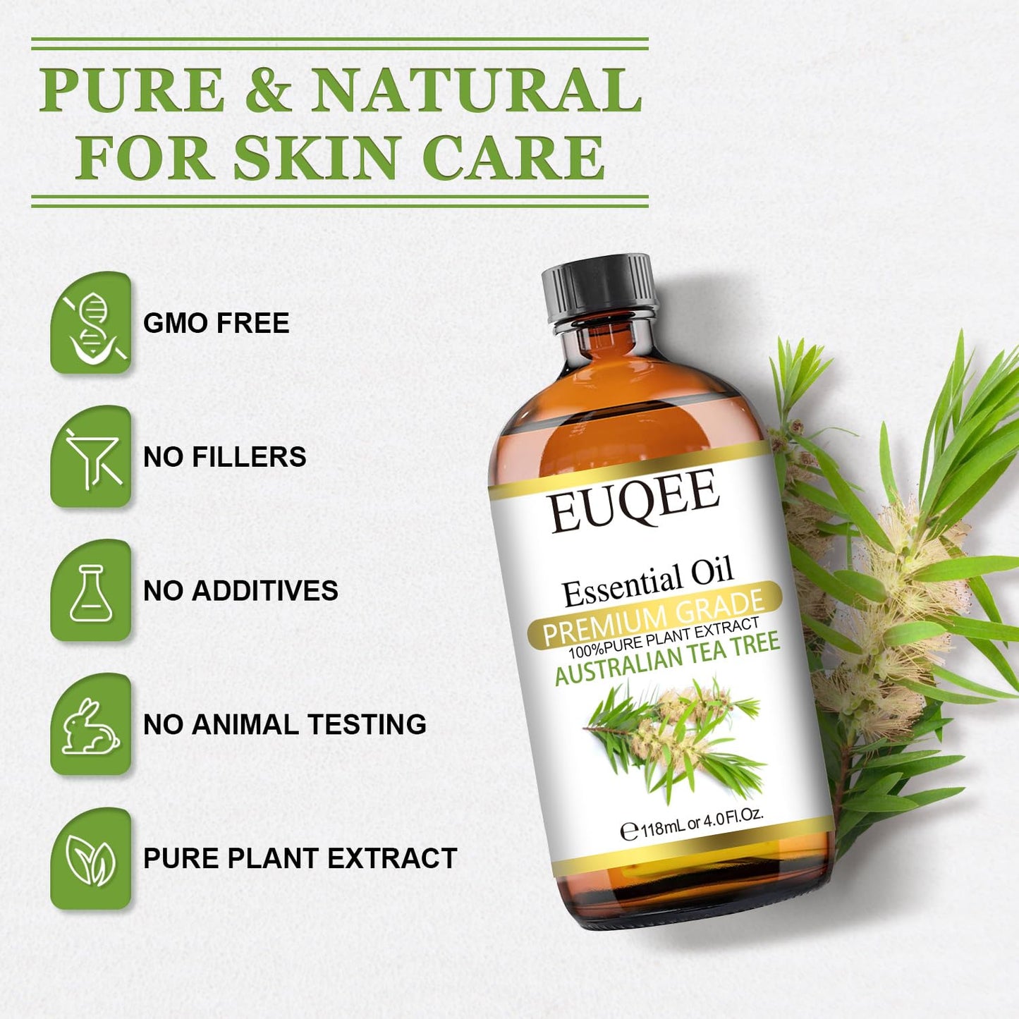 Euqee Rosemary Essential Oil 118Ml Pure & Natural Rosemary Oil With Glass Dropper For Skin, Aromatherapy, Diffuser, Soap & Candl