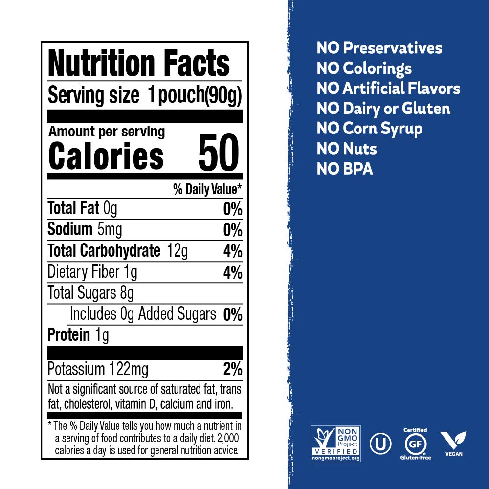 Buddy Fruits & Veggies Snacks To Go Blueberry Sweet Potato Unsweetened Applesauce 3.2Oz (18Pk) Gluten-Nut-Dairy-Preservative-Bpa