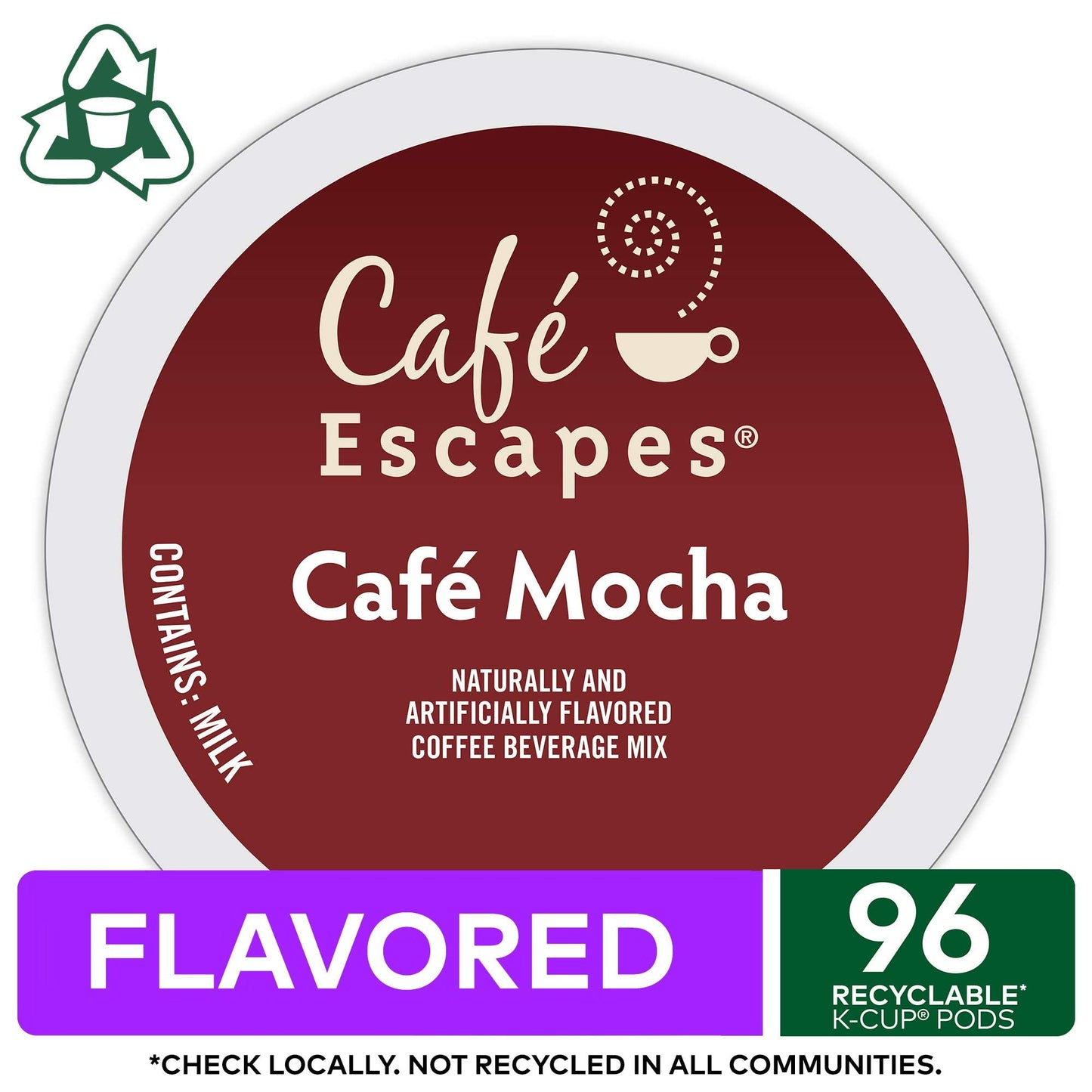 Cafe Escapes Cafe Mocha Keurig Single-Serve K-Cup Pods, 96 Count (4 Packs Of 24)