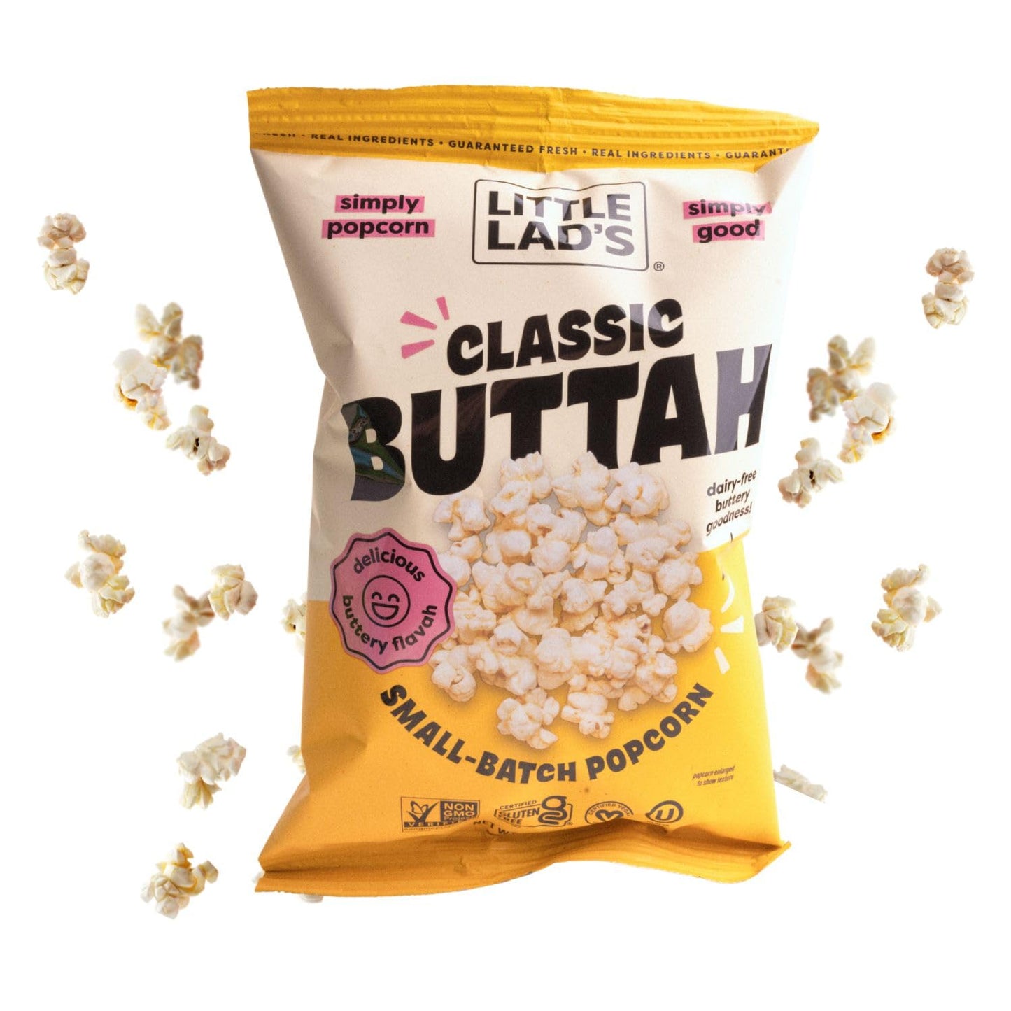 Little Lads Healthy Popcorn (Buttah) - Vegan, Gluten-Free, Non-GMO Popcorn with Rich Butter Flavor 100% Plant-Based, 5.4 Oz (Pac