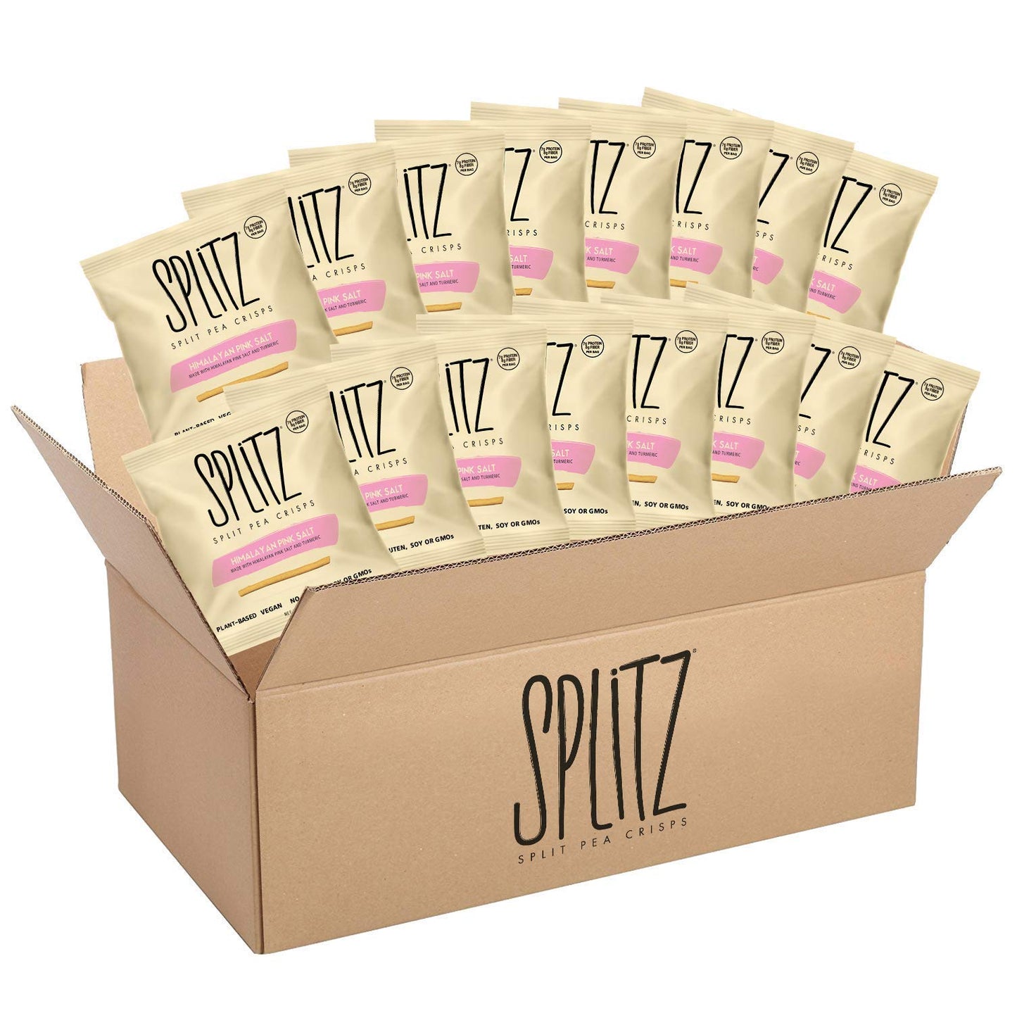 SPLITZ Split Pea Crisps Himalayan Pink Salt (1.5oz) 16ct Plant-Based, Organic, Non-GMO, Vegan, Gluten-Free, Superfoods, Healthy