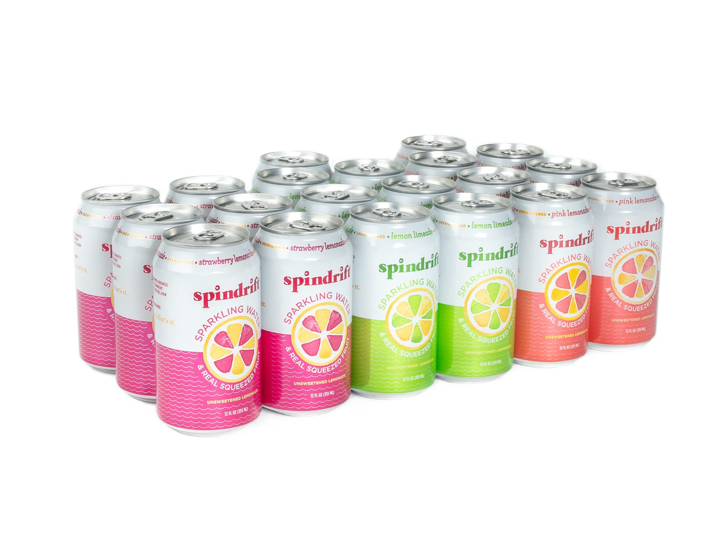 Spindrift Lemonade 3 Flavor Variety 20 Pack,12 Fl Oz (Pack Of 20)