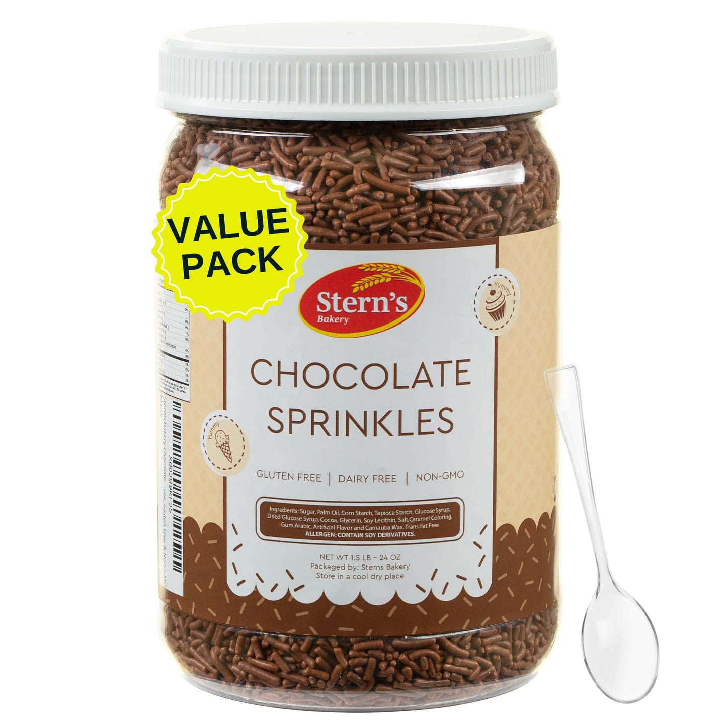 Chocolate Sprinkles-1.5 LB Container | Chocolate Sprinkles Bulk | Brown Sprinkles for Cake Decorating, Ice Cream, Toppings, Baki