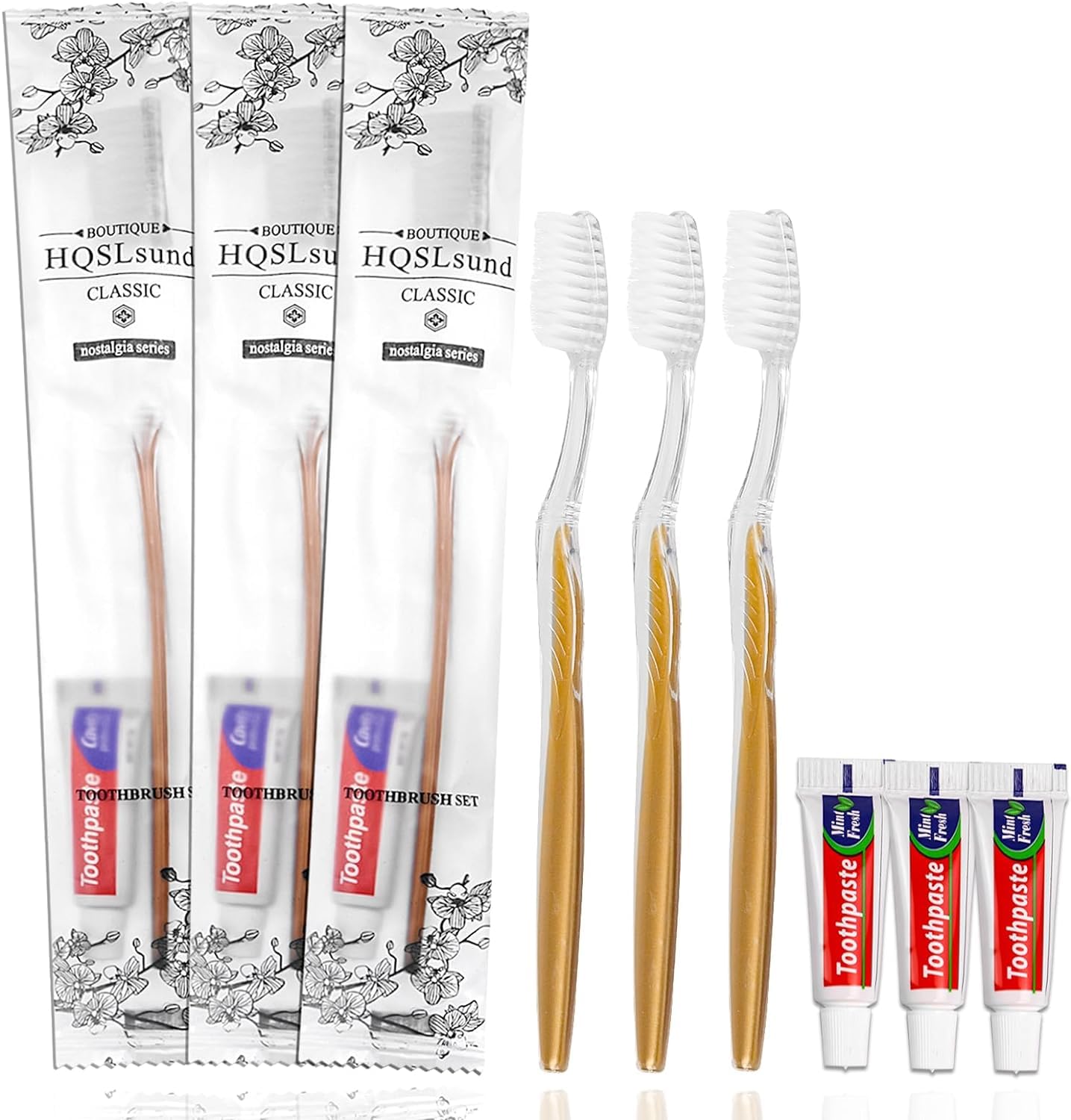 Hqslsund 50 Pack Disposable Toothbrushes With Toothpaste Individually Wrapped, Travel Toothbrush Kit, Hotel Toothbrushes Bulk Fo