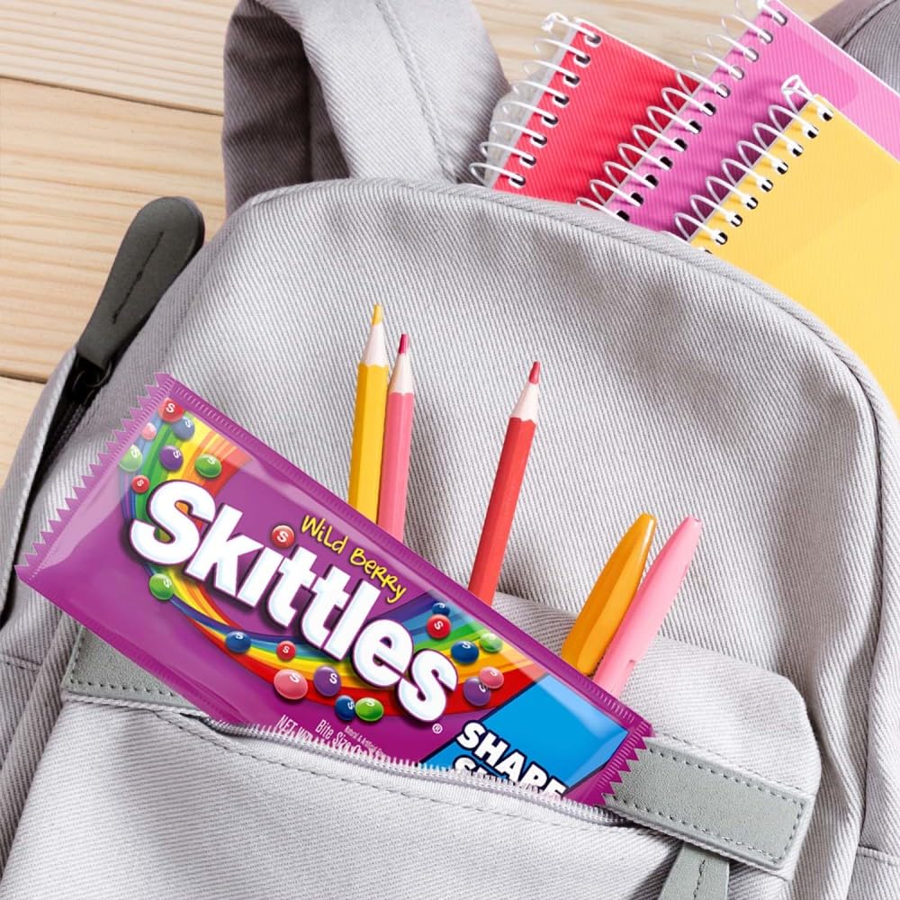 SKITTLES Wild Berry Chewy Candy Bulk - Share Size, 4 oz Bags (Pack of 24), Fruit Flavored Candy with Strawberry, Berry Punch, Wi
