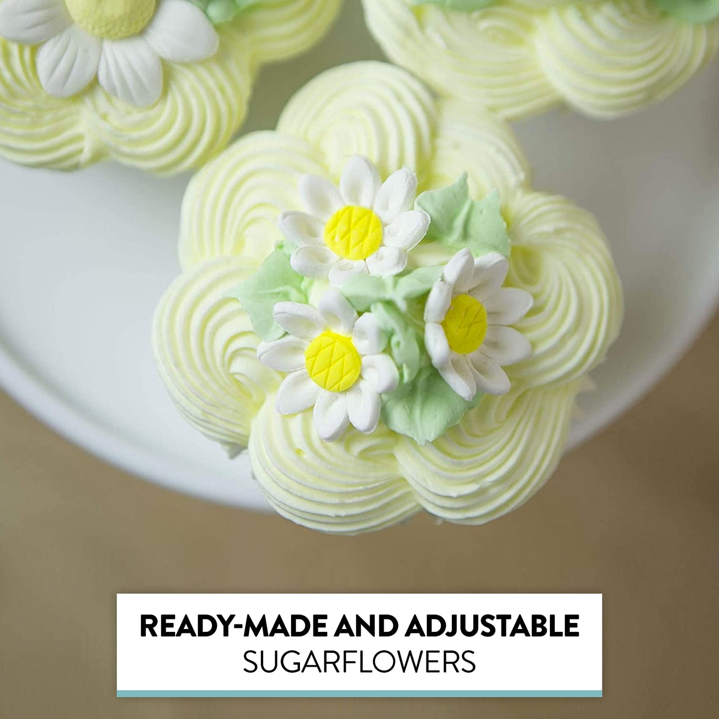 Global Sugar Art 36 Count Edible Daisy Sugar Cake Flowers, White Unwired, Small 1 Inch By Chef Alan Tetreault