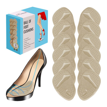 Ball Of Foot Cushions (Beige) | Metatarsal Pads For Women (6 Pairs Foot Pads) | Reusable Shoe Inserts For Pain Relief | Non-Slip