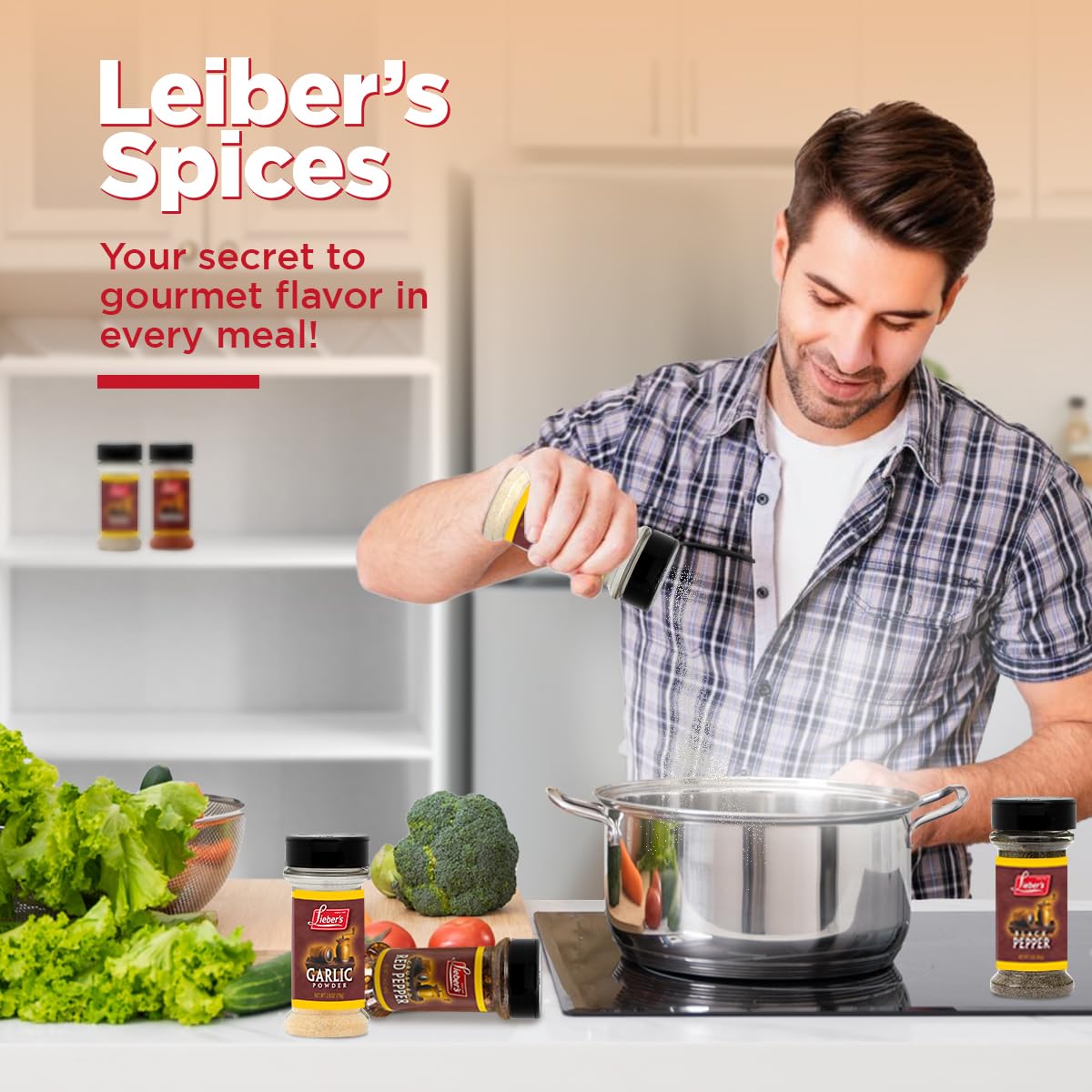 Lieber'S Spice Set, Complete New Home Starter Seasoning Kit, 6 Piece Spices Gift Set Featuring Garlic Powder, Onion Powder, Blac