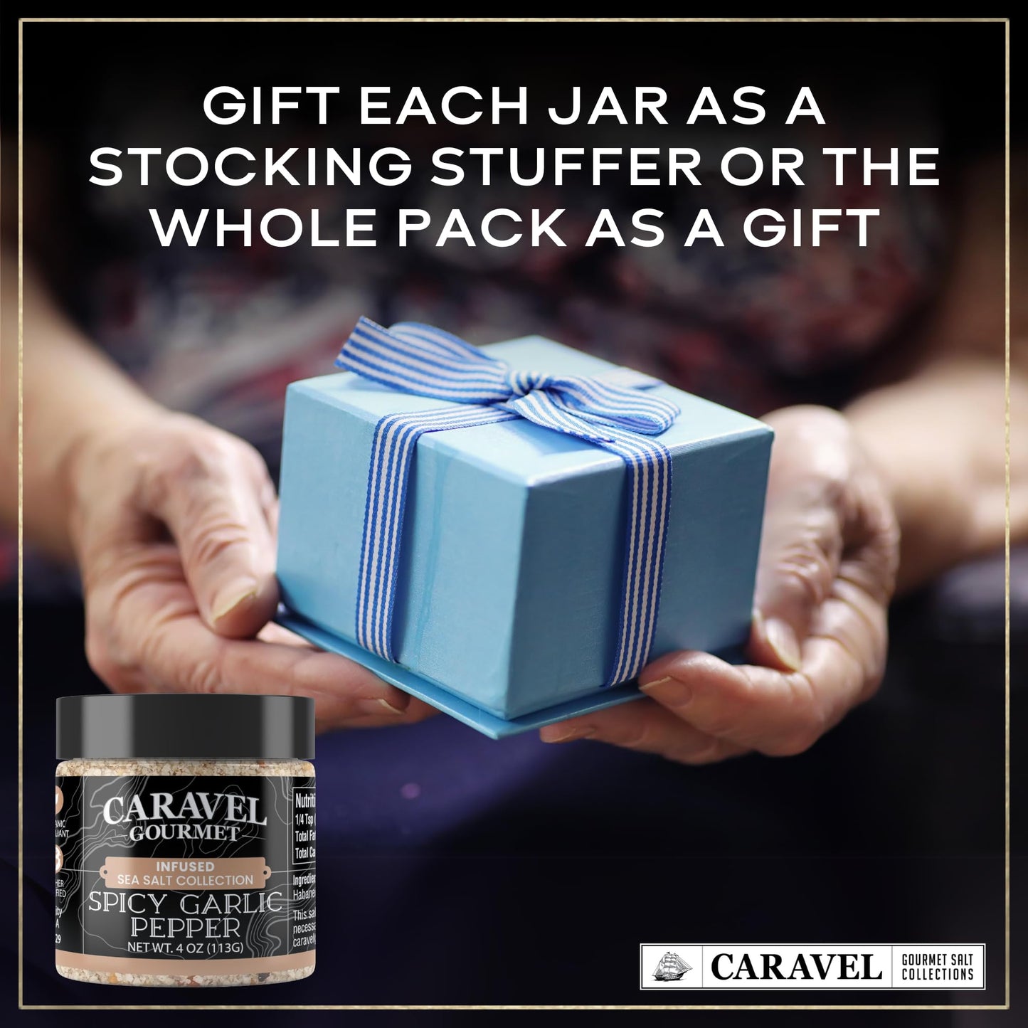 Spicy Sea Salt Mega Sampler: Spicy Garlic Pepper, Habanero, Jalapeno and Cajun Sea Salts, 4 oz Jar 4-Pack, Caravel Gourmet