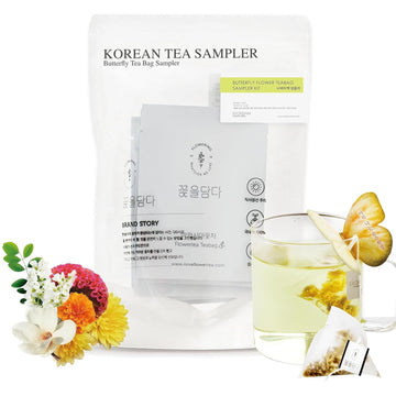Kkokdam Butterfly Tea Bags Sampler - Fancy Tea Variety Pack Tea Set, Korean Gift Set, Korean Tea Sets, Unique Tea Gifts - 6 Coun