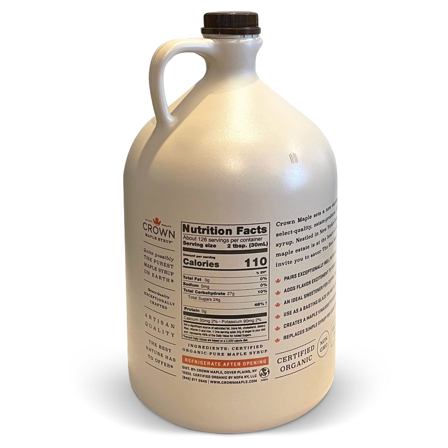 Crown Maple Organic Maple Syrup, 1 Gallon, spirit-inspired flavor Barrel Aged for Pancakes, Marinades, and Cocktails
