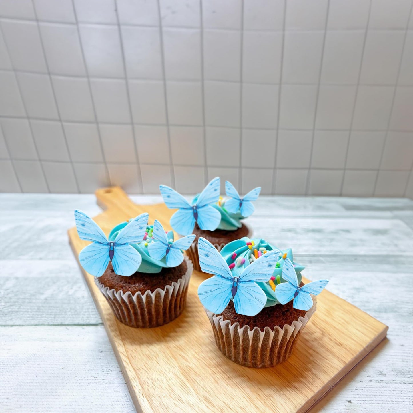 Ephlyn 72Pcs Edible 3D Realistic Butterfly Cupcake Toppers - Cute Cake Picks For Baby Shower, Boys Girls Birthday Party Decorati