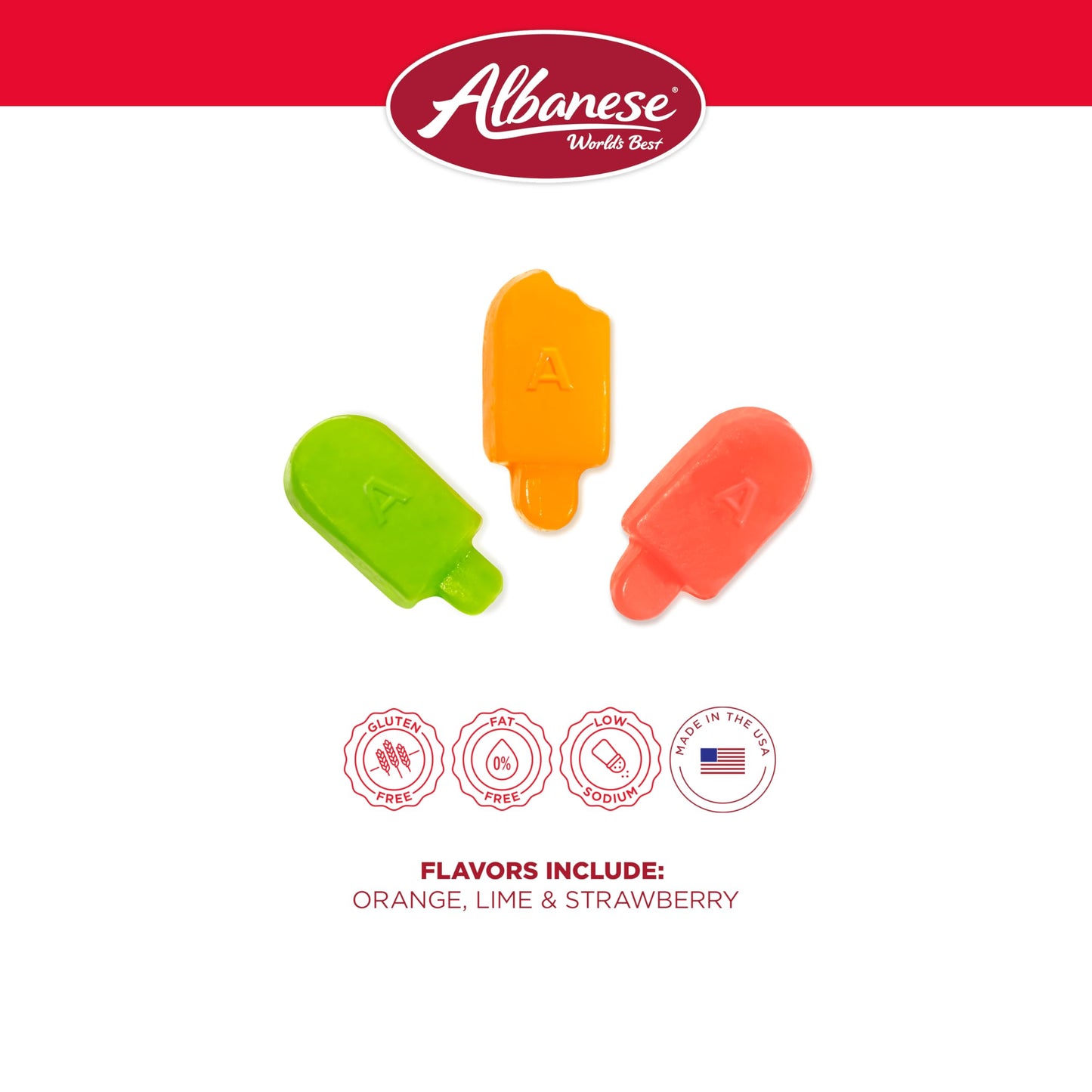 Albanese Gummies, Sherbet Gummi Ice Pops, 5lbs Candy