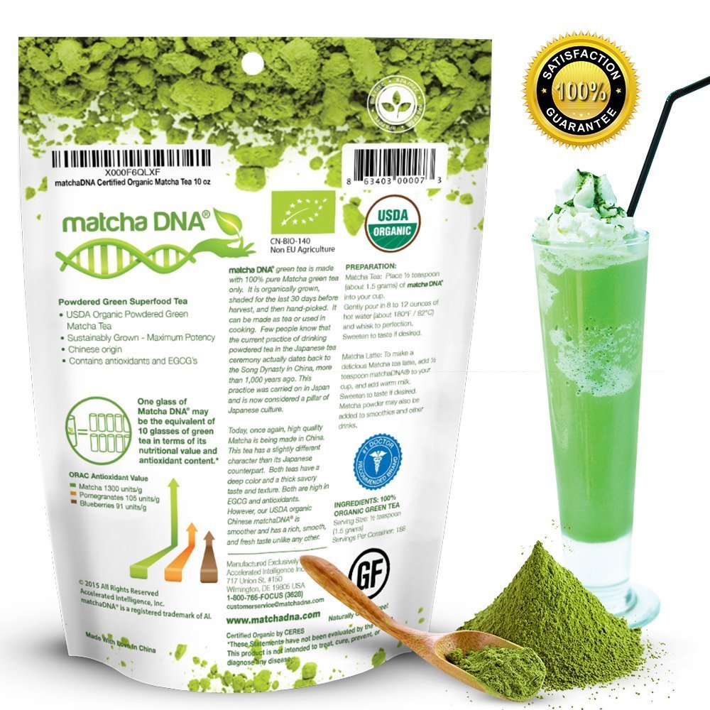MATCHA DNA Organic Culinary Grade Matcha Green Tea - 12 Ounce Bag, USDA Certified, Pure Matcha, Vibrant Green Color