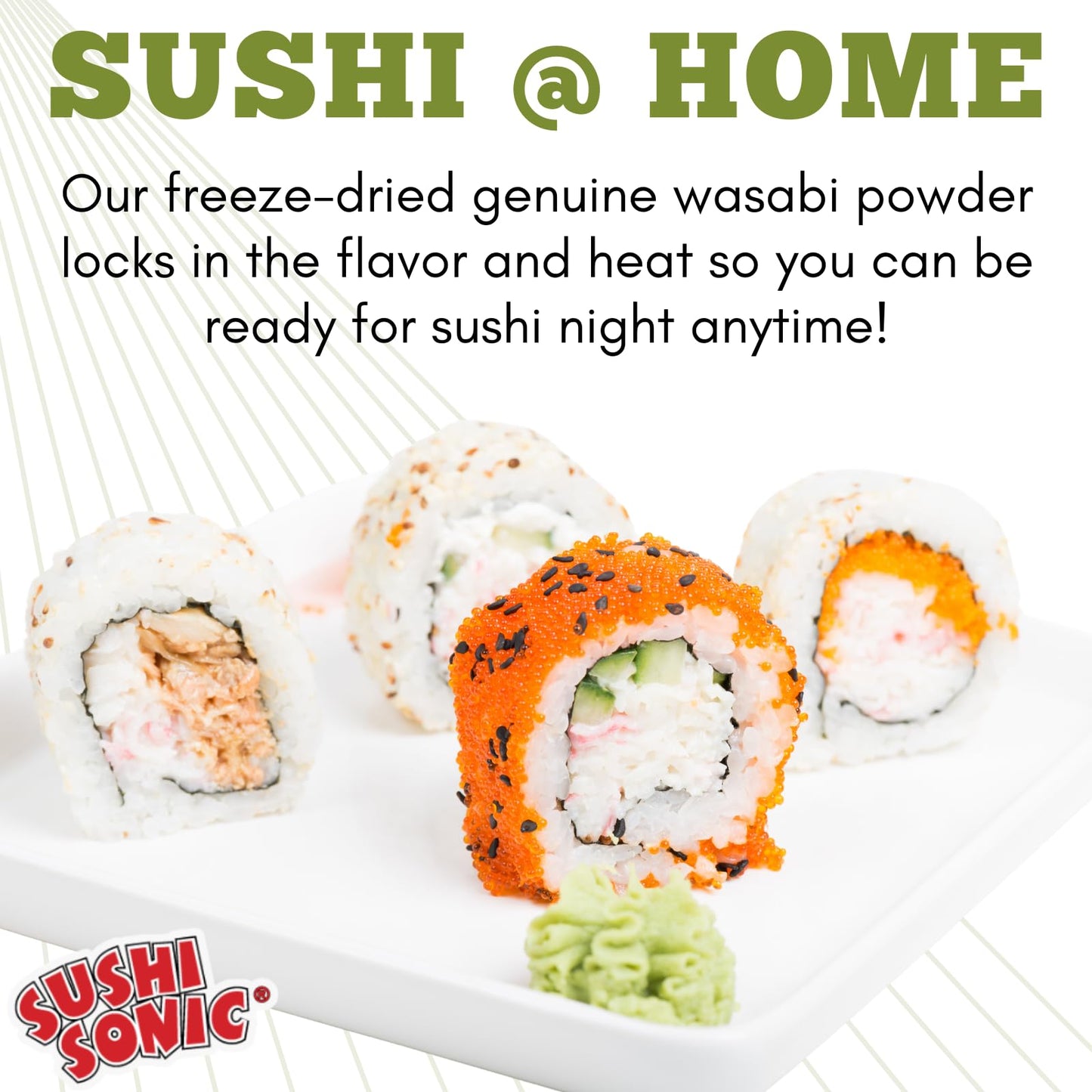 Sushi Sonic 100% Real Wasabi Powder, No Fillers, Non-Gmo, Vegan, Use Authentic Wasabi Powder For Traditional Flavor, 1.25 Oz Jar