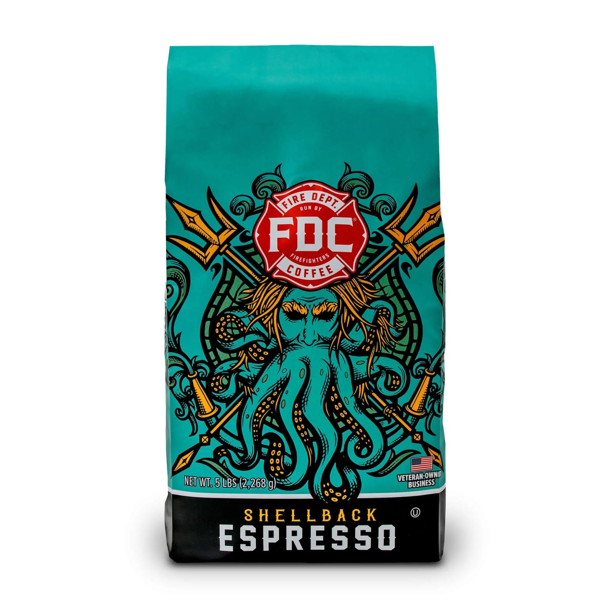Fire Department Coffee Shellback Espresso Beans - Bold & Smooth - 5 LB Bulk - Veteran Owned - Roasted in the USA