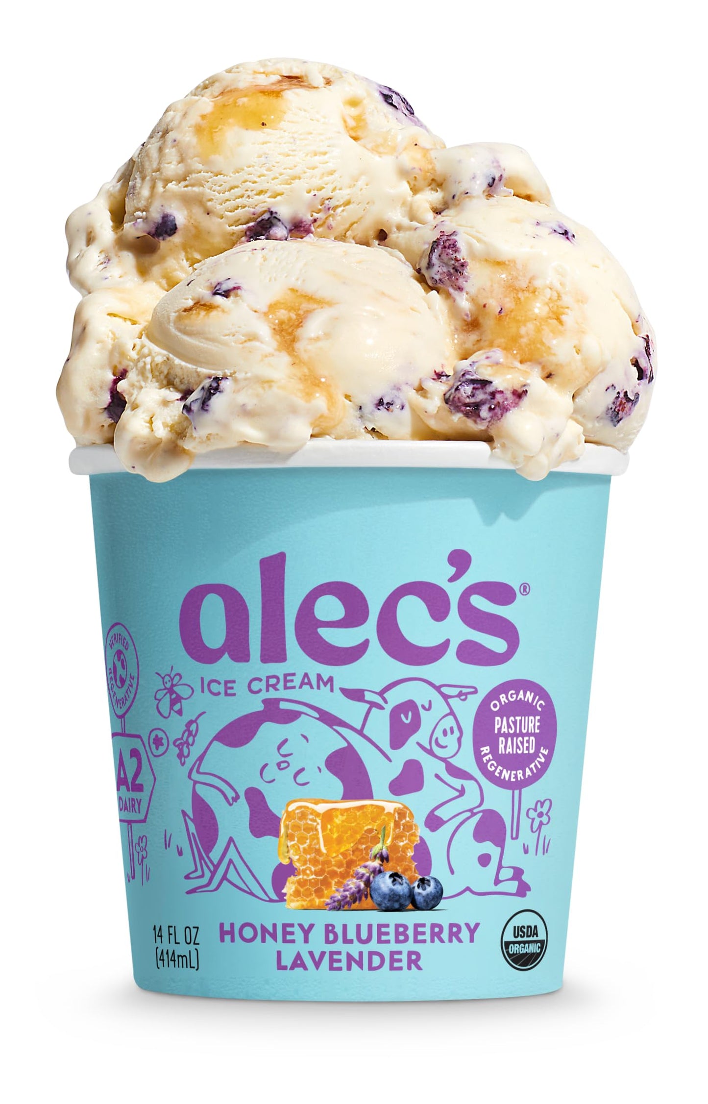 Alecs Honey Blueberry Lavender Organic Ice Cream