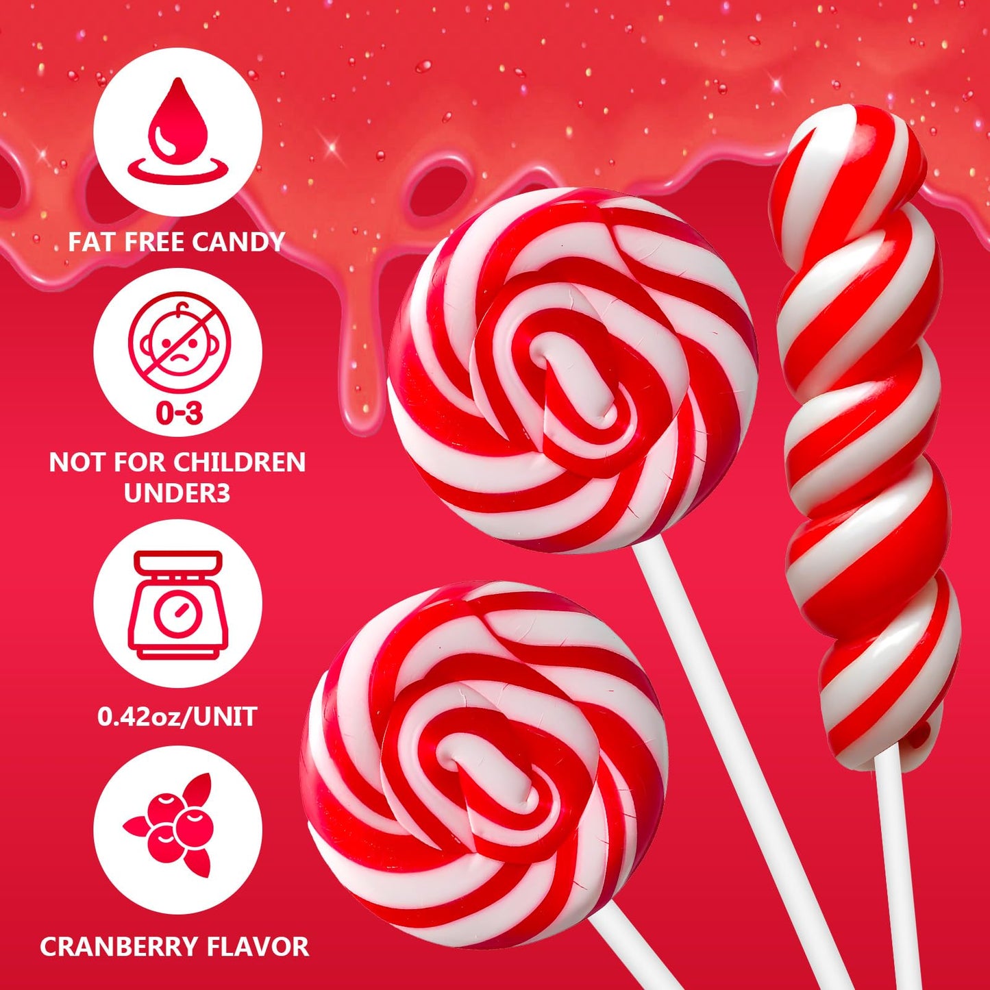 Red White Twisty & Swirl Lollipops 32Pk (16 Twist & 16 Swirl), Valentine'S Day Lollipops Candy Individually Wrapped Bulk - Red C