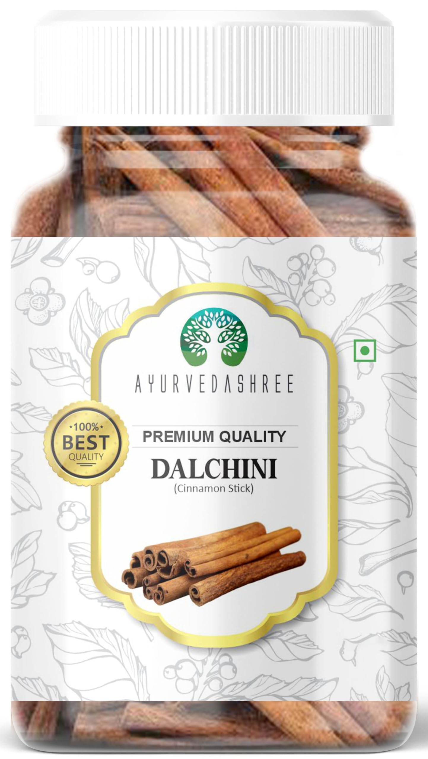 AYURVEDASHREE Cinnamon Sticks 70gm PET Jar | All Natural | Vegan | No Colors | NON-GMO | Round sticks | Dalchini