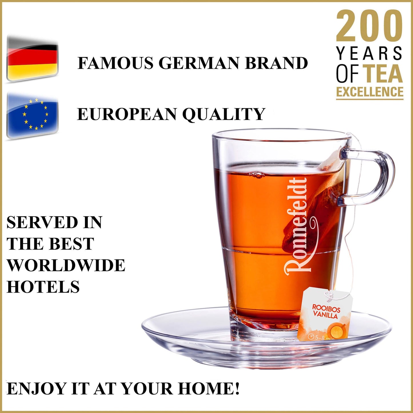 Ronnefeldt Rooibos Vanilla Chai Herbal Tea – Caffeine-Free, 25 Individually Wrapped Bags