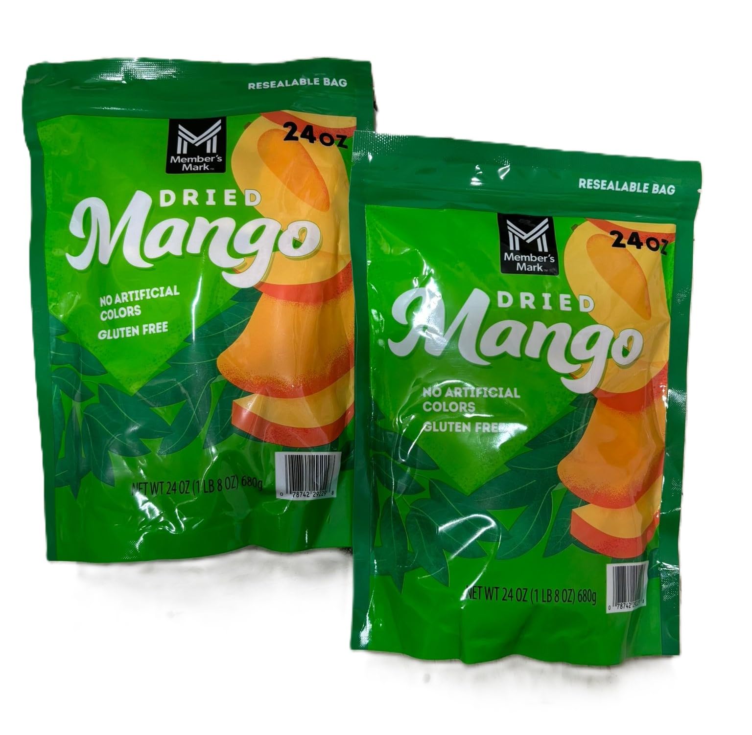 Member's Dried Mangos, All Natural, Premium Quality, No Artificial Colors, Gluten Free (Resealable Bag) (24 Ounce) (2 Packs)