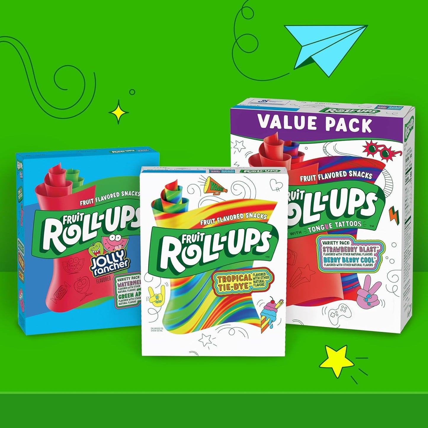 Fruit Roll-Ups Fruit Flavored Snacks Variety Pack Pouches 10 Ct