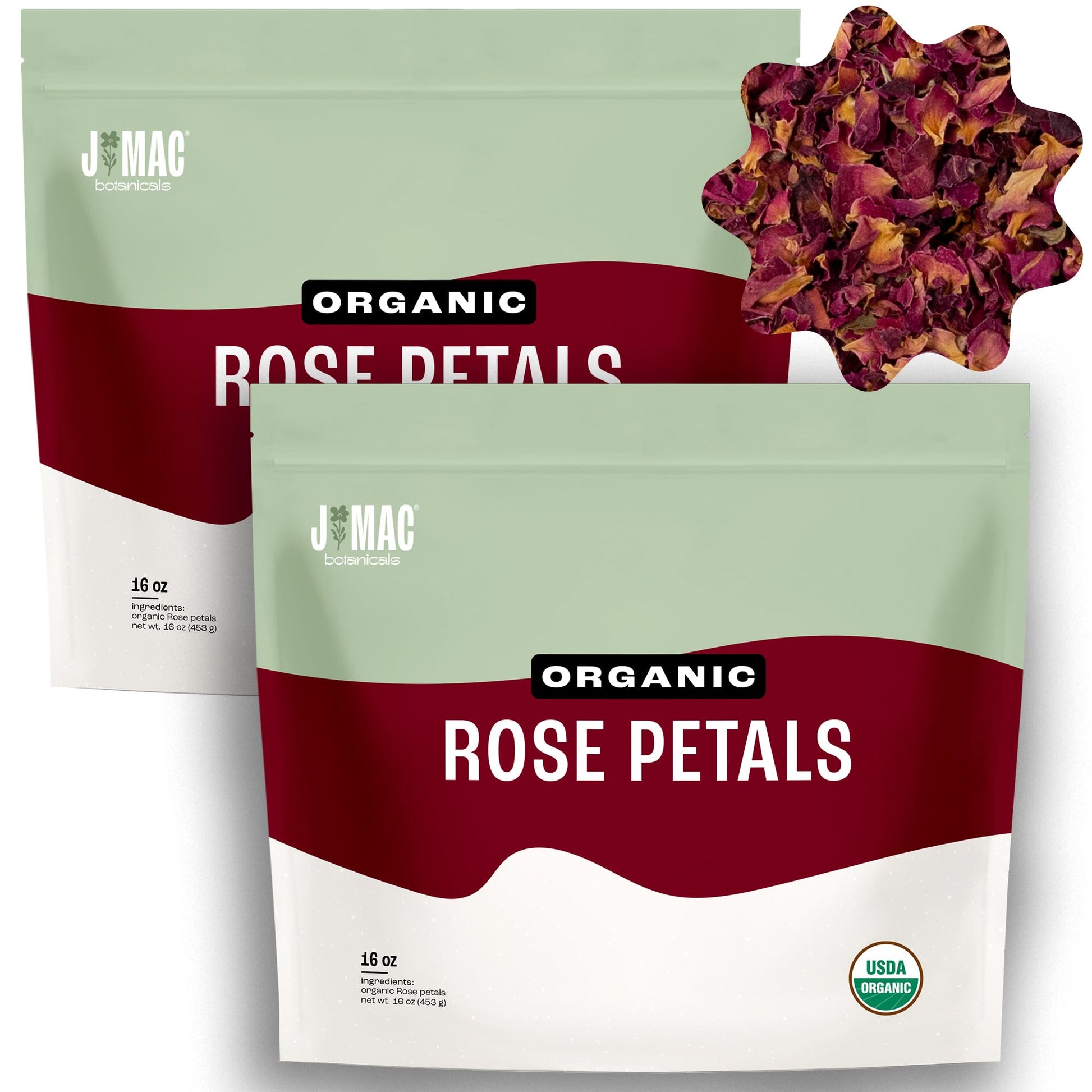 J Mac Botanicals Organic Rose Petals (32 Oz) Certified Usda Organic  Edible  Culinary Grade Dry Rose Petals For Herbal Tea  Cooking And Crafts