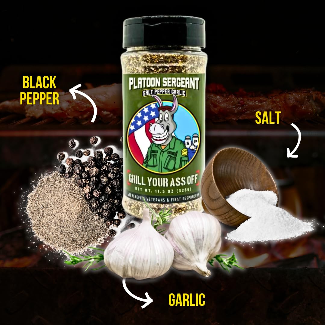 Gyao Psg Salt Pepper Garlic Seasoning - All-Natural Bbq Seasonings And Rubs For Beef, Steak, Burgers, Pork & Chicken - Msg & Glu