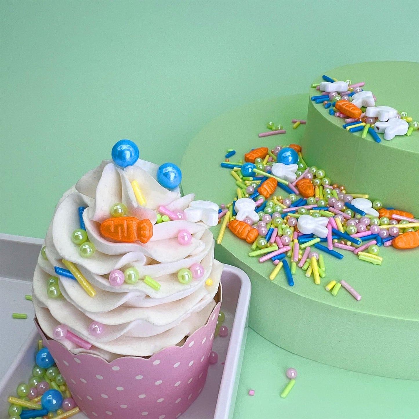 Easter Sprinkles For Cake Decorating, Pastel Bunny Carrot And Pearl Sprinkles Mix For Cookies, Cupcake, Ice Cream, Cake Decorati
