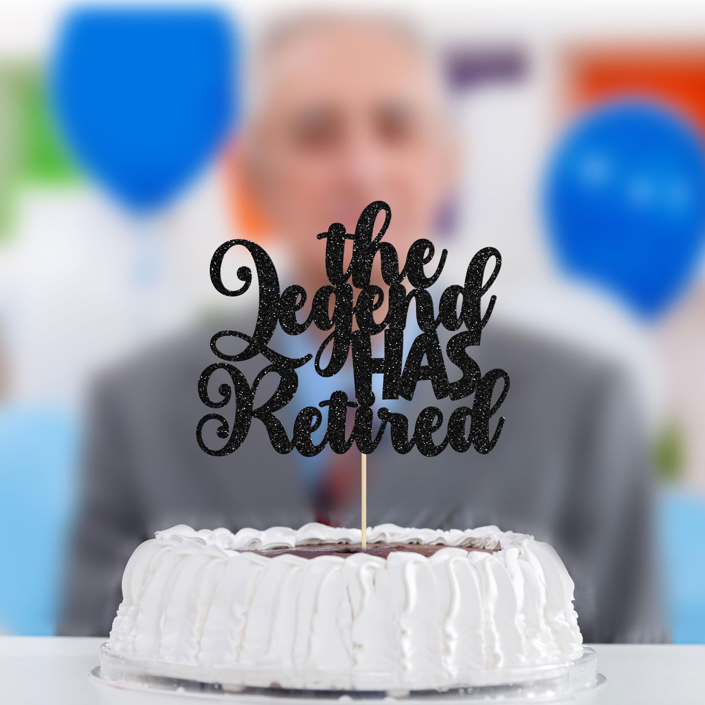 Gyufise 1Pc The Legend Has Retired Cake Topper Glitter Happy Retired Cake Pick Decorations For Funny Old Birthday Retirement Par