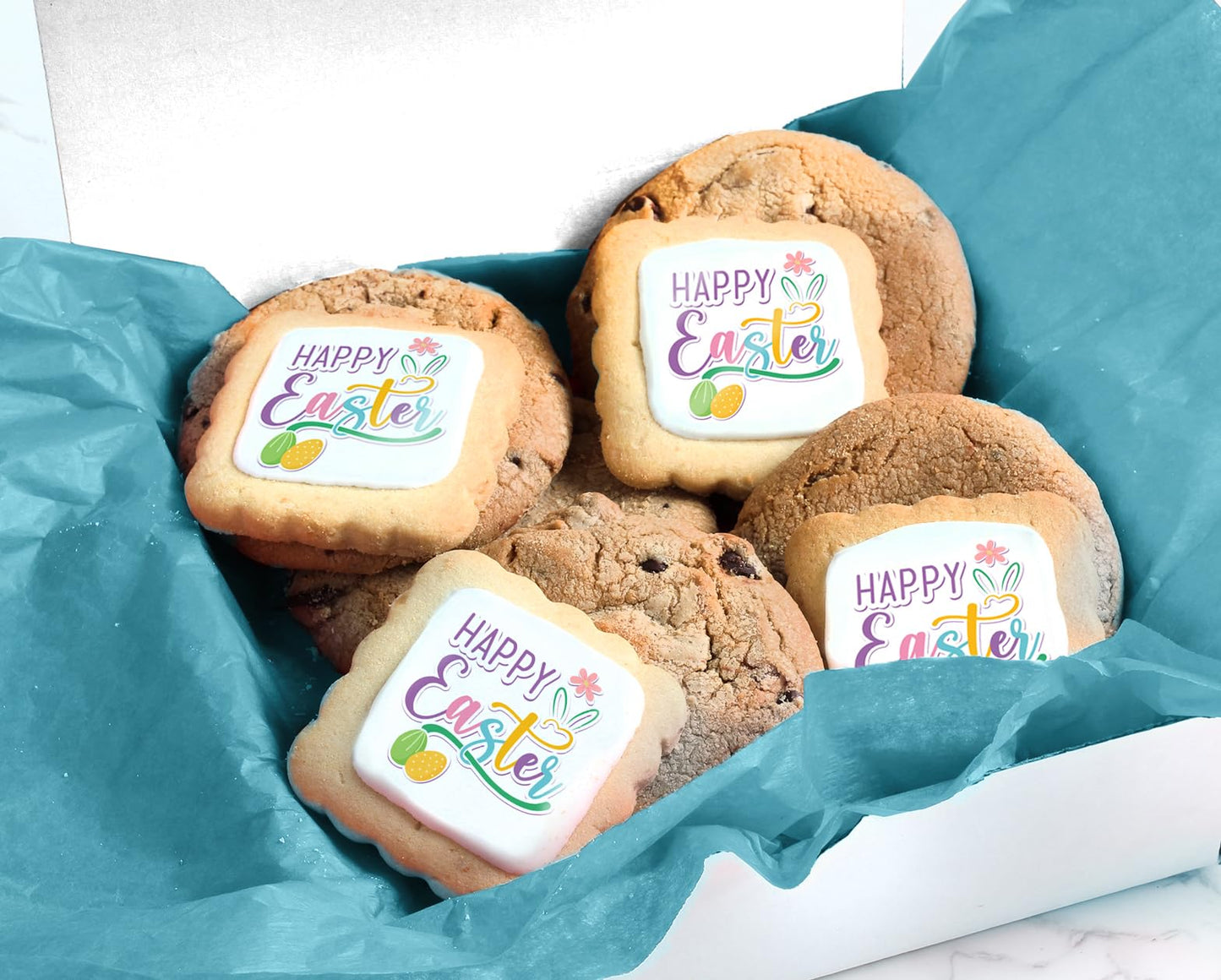 Happy Easter Cookie Gift Basket Chocolate Chip Cookies Fudge Filled For Men Women Kids | Individually Wrapped | Large Cookies Fr