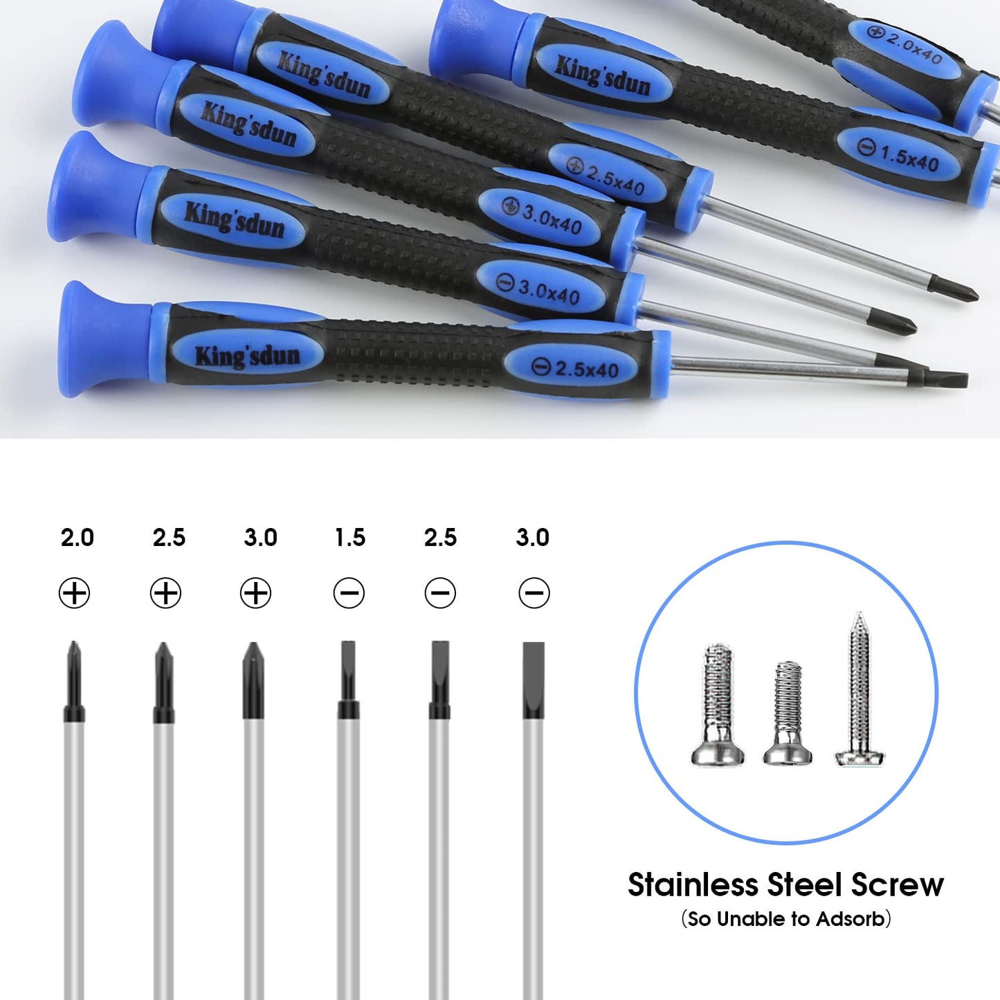 Kingsdun Eyeglass Repair Kits, Eye Glasses Repairing Set With Precision Phillips Flat Head Screwdriver & 1200Pcs Screws, Curved