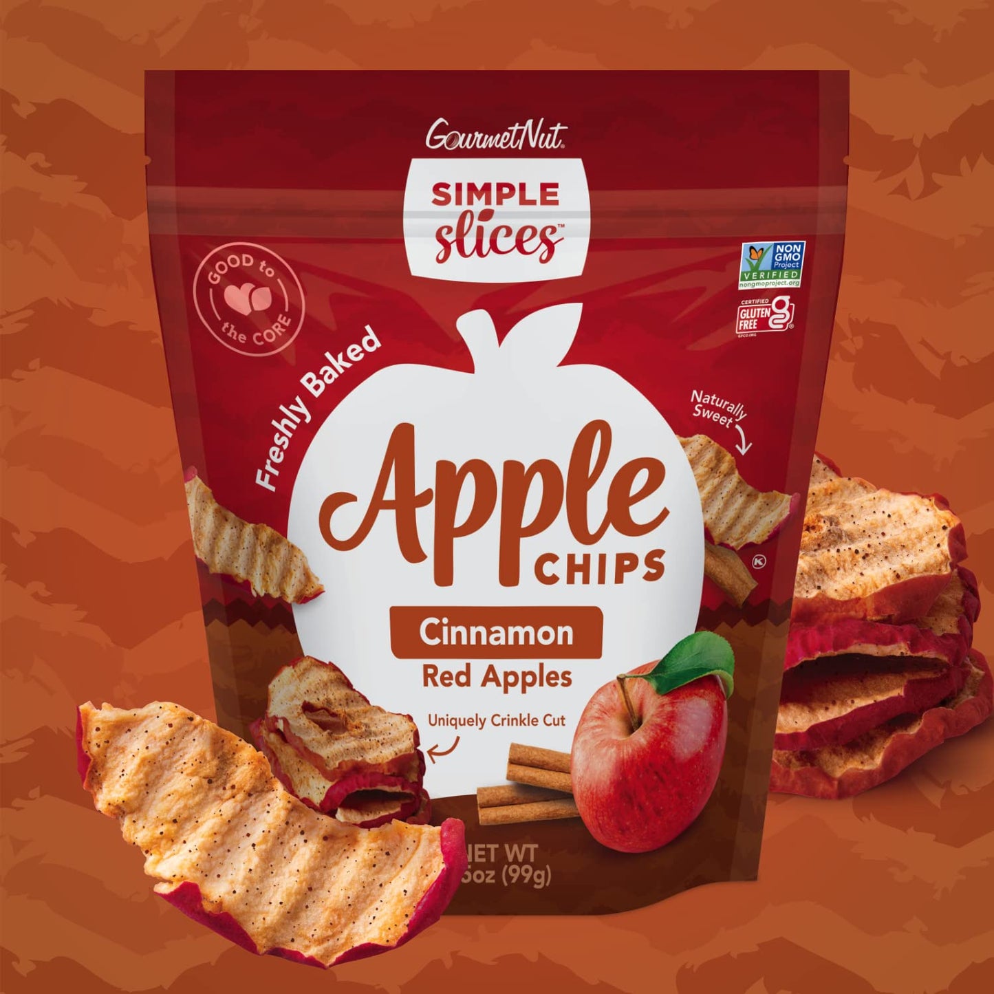 Simple Slices Gourmet Nut Baked Apple Chips, Usa Grown Sliced Dried Apples, Adults & Kids Vegan Snack, Naturally Sweet, No Added