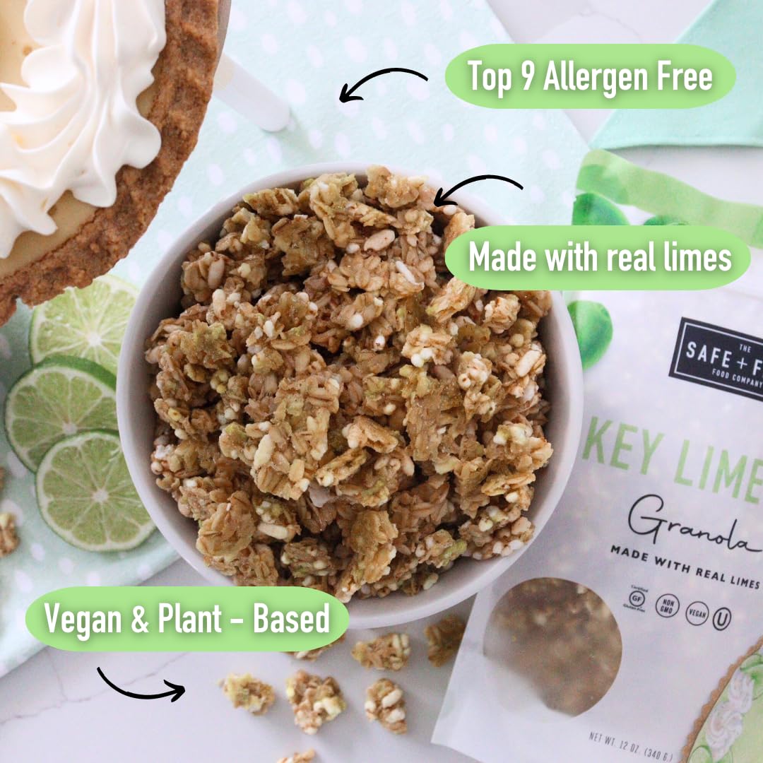 Safe + Fair Key Lime Pie Granola - Gluten-Free, Dairy Free And Vegan Breakfast, Snack Or Dessert - Free From Top 9 Allergens, Tr