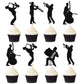 Ercadio 25 Pack Jazz Band Cupcake Toppers Black Glitter Band Cupcake Picks Vintage Jazz Music Theme Cupcake Picks Music Concert 