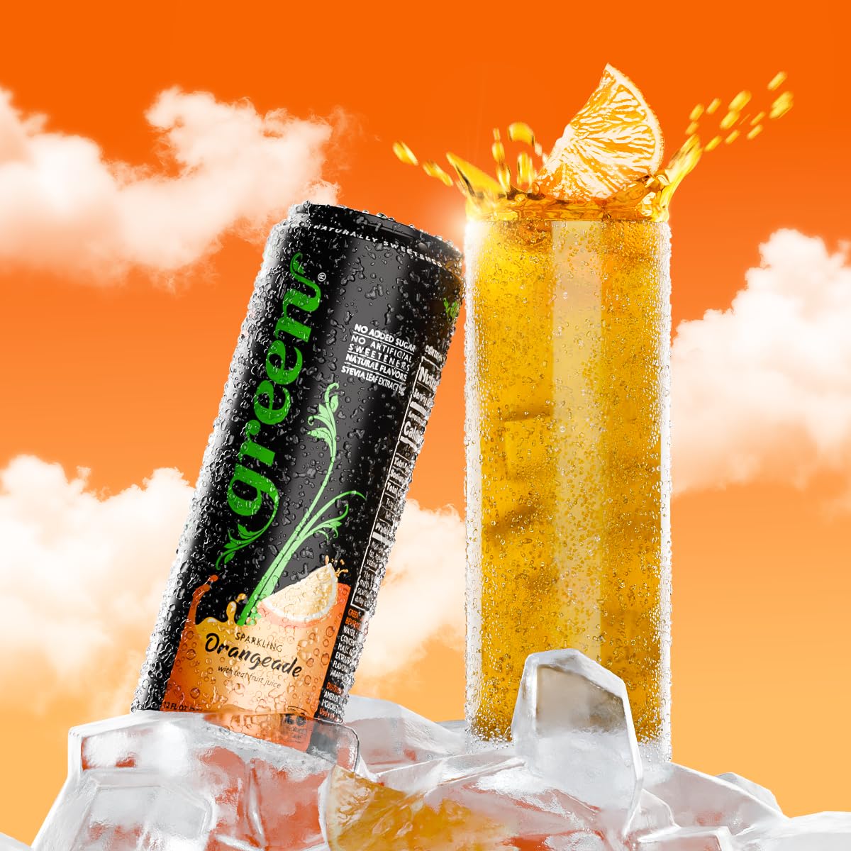 Green Cola Green Orangeade - No Added Sugar, 10% Real Orange Juice, 20 Calories, 12 Fl Oz (Pack of 6)
