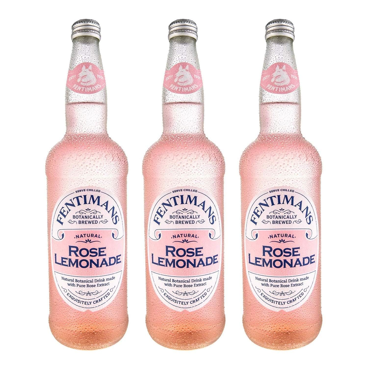 Fentimans Sparkling Rose Lemonade - Sparkling Pink Lemonade With Natural Ingredients & Pure Rose Extract, Mixer, Craft Soda, Botanically Brewed Lemonade - 9.3 Fl Oz (Pack Of 3)